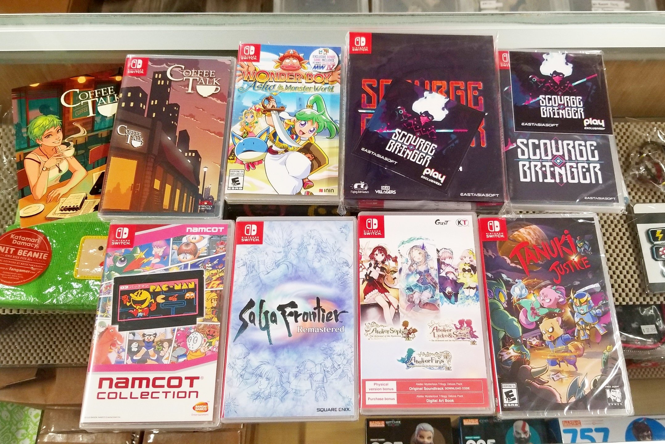 Variety of video games including, Pac-Man, Saga Frontier Remastered,  Atelier Sophie: , and Tanuki Justice for the Nintendo Switch