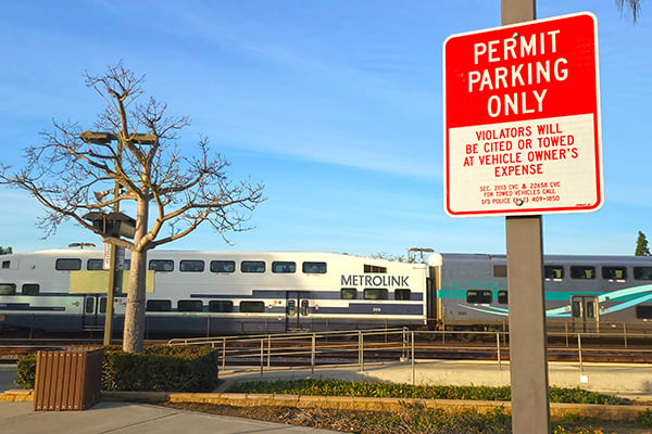 Paid permit parking at Metrolink Train Stations