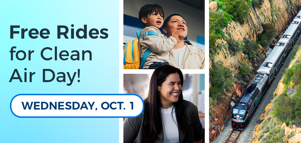 ride metrolink free on california clean air day banner