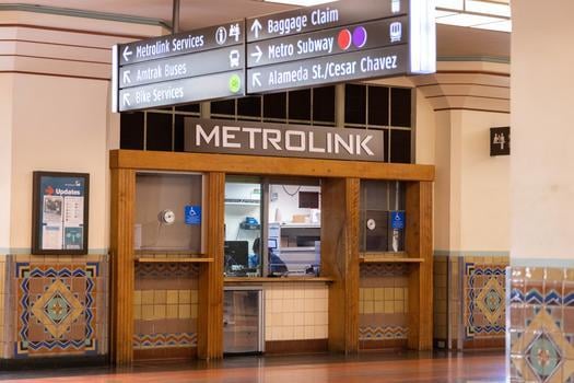 Metrolink ticket window at LA Union Station.