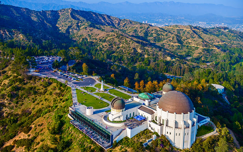 Aerial view of Griffith Observatory at Griffith Park