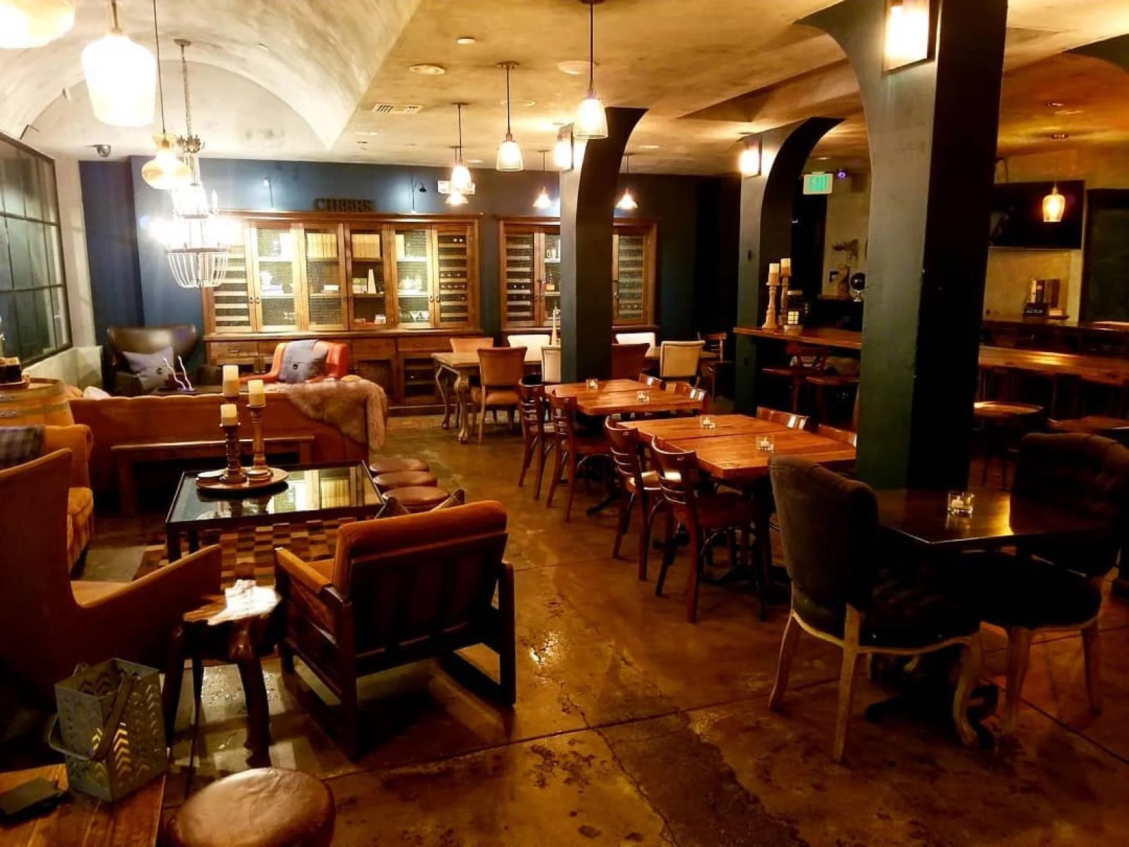 Inside The Burrow bar showing a variety of seating