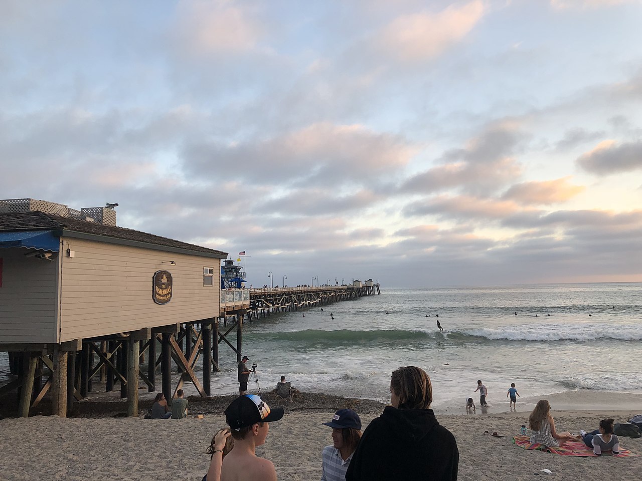 San Clemente Pier and Fishermans Restaurant taken from the beach