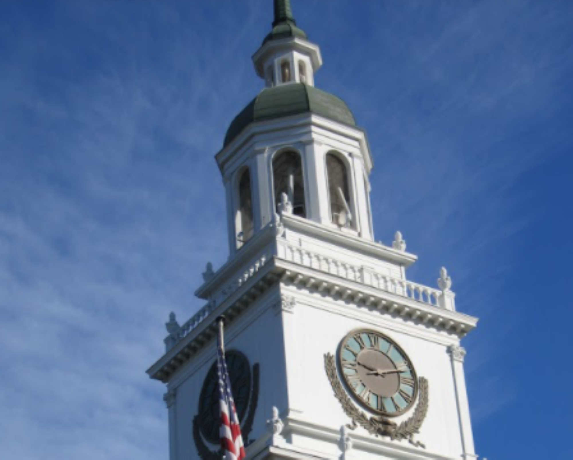 White clocktower at Knott's Berry Farm Independence Hall