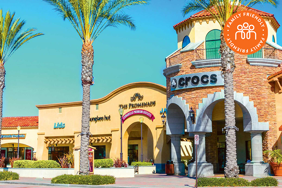 The Promenade at Camarillo Premium Outlets. This image is stamped with a family friendly badge.