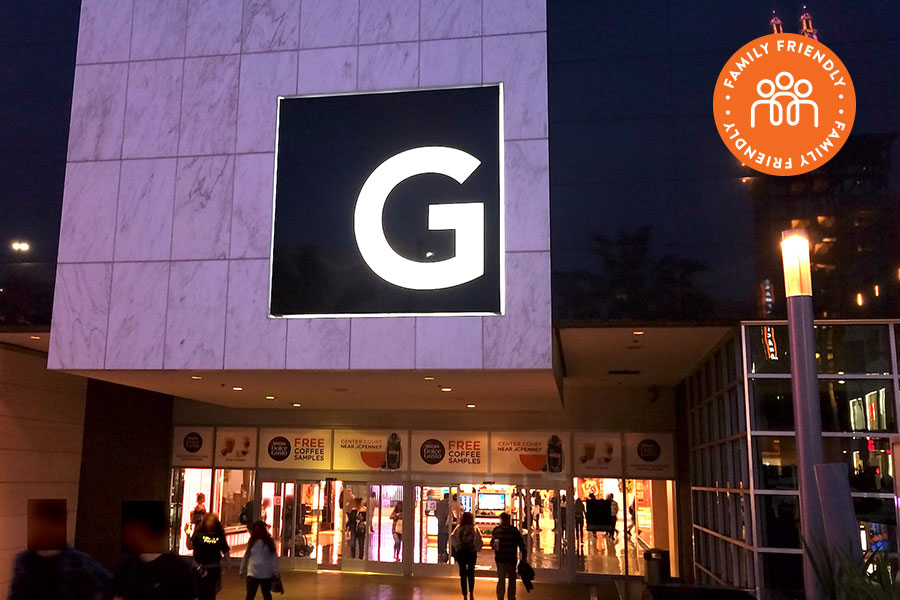 Entrance to the Glendale Galleria. Image stamped with Family Friendly Badge