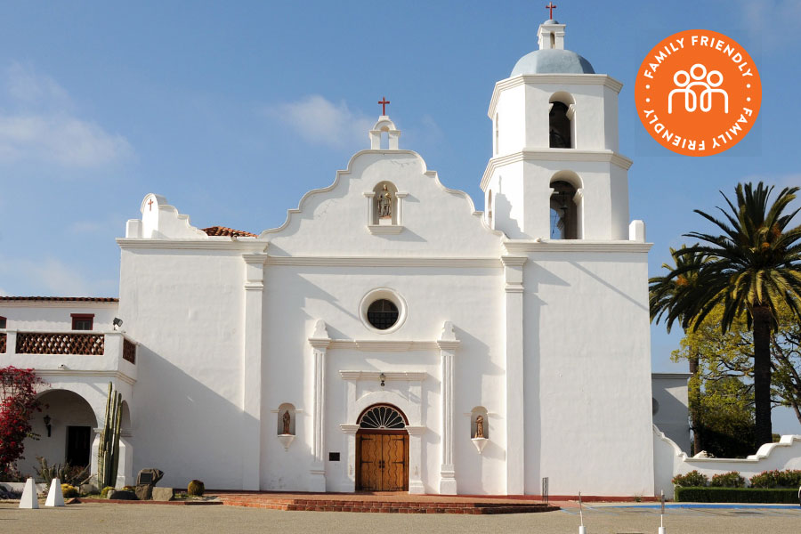The Mission San Luis Rey de Francia. Image stamped with Family Friendly badge.