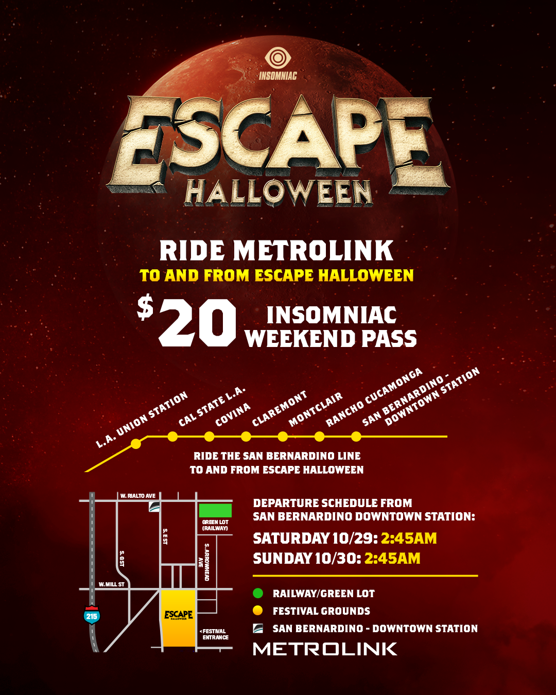 Insomniac Escape Halloween Metrolink Train