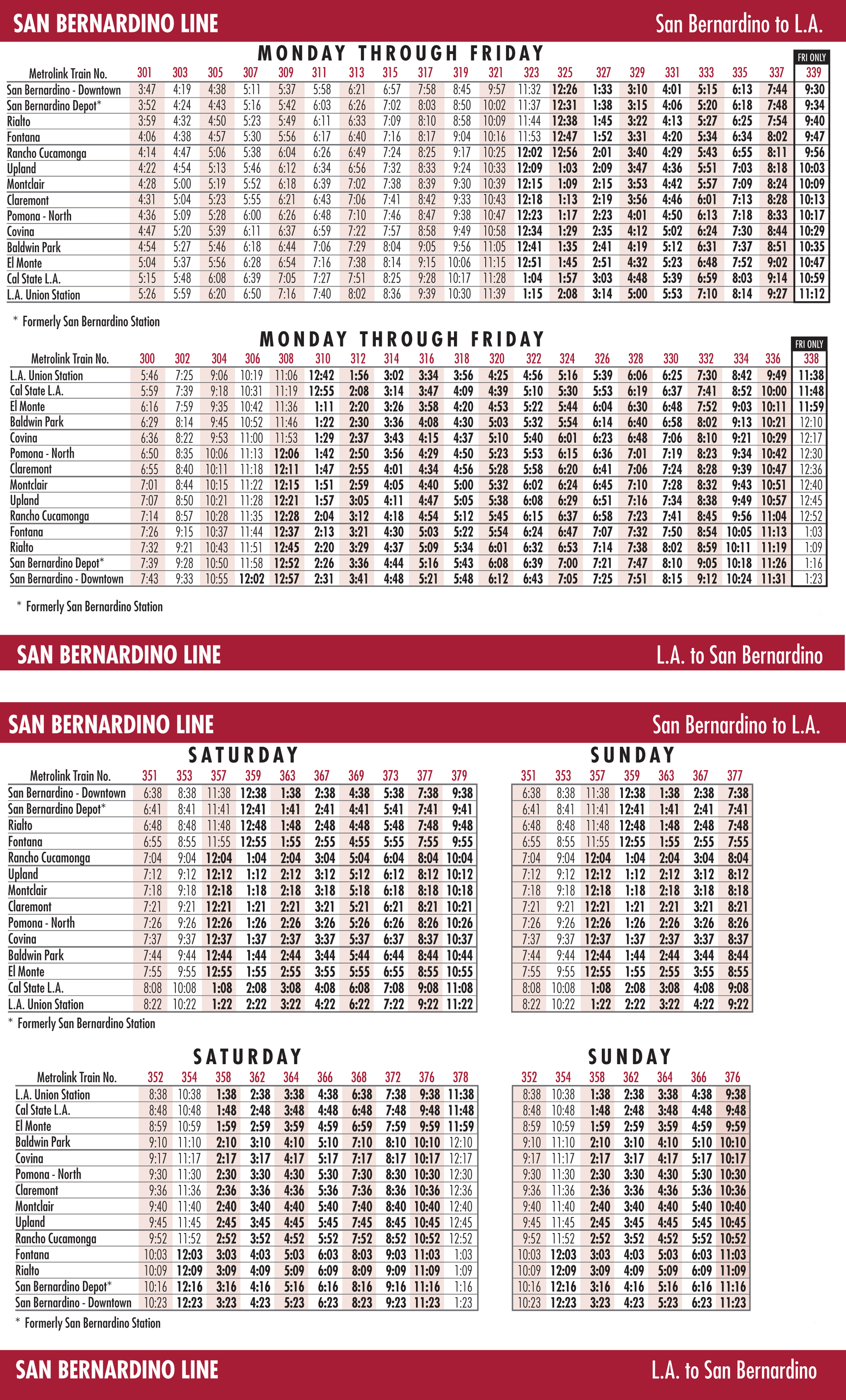 Schedule Change   San Bernardino Line   14oct2019 