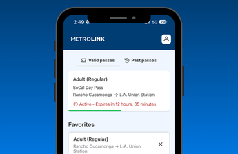 Metrolink Mobile App Home Screen